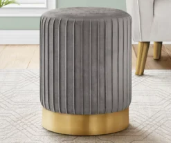 Pleated Velvet Upholstered Ottoman -Furniture Sale Shop 810533427 1