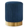 Pleated Velvet Upholstered Ottoman -Furniture Sale Shop 810533428 2