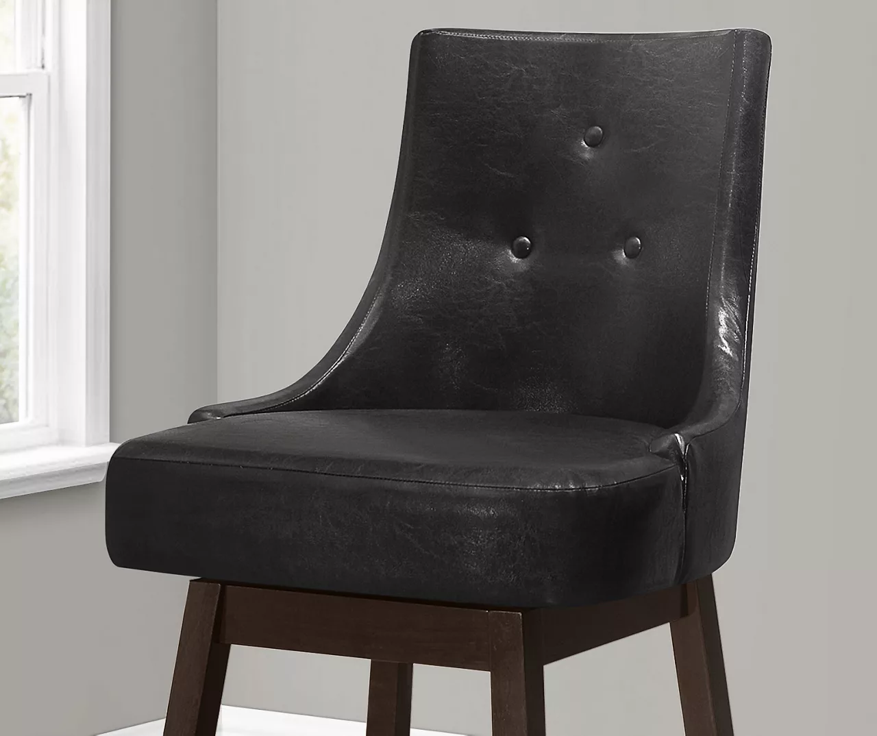 Button Tufted Faux Leather Swivel Bar Stools, 2-Pack 6 Button Tufted Faux Leather Swivel Bar Stools, 2-Pack - Image 4