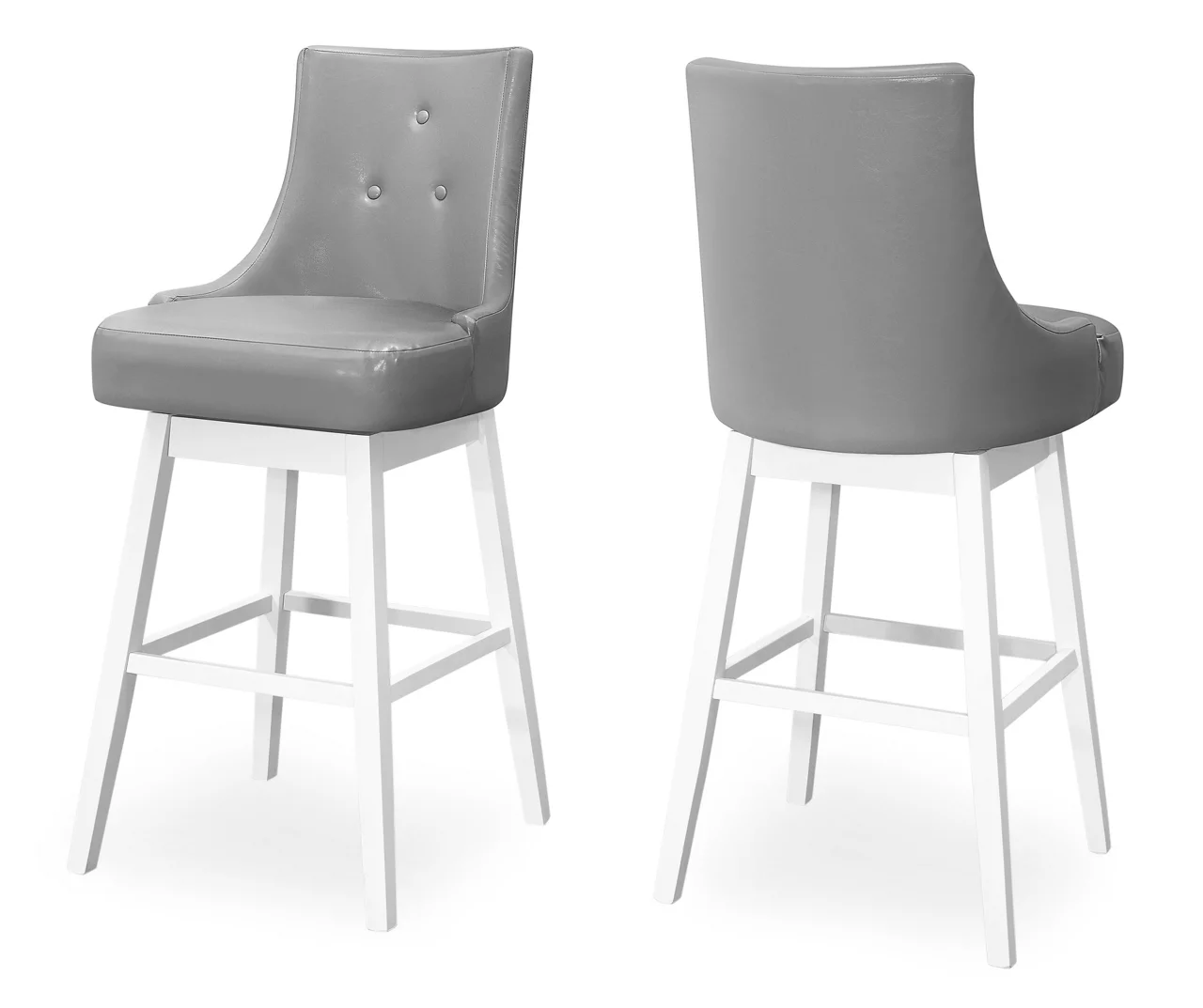 Button Tufted Faux Leather Swivel Bar Stools, 2-Pack 4 Button Tufted Faux Leather Swivel Bar Stools, 2-Pack - Image 2