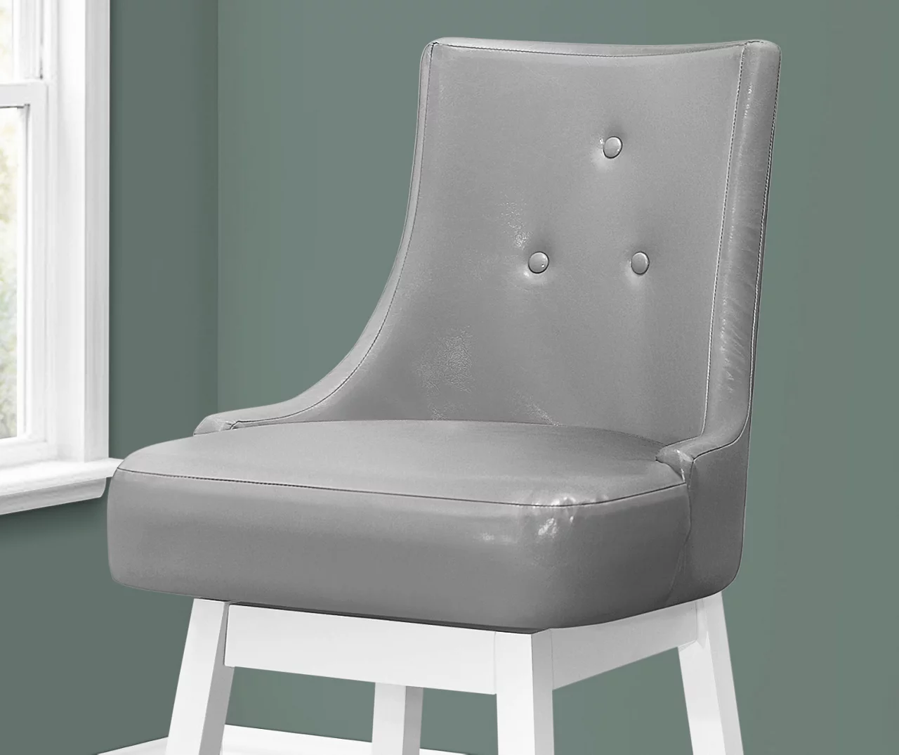 Button Tufted Faux Leather Swivel Bar Stools, 2-Pack 9 Button Tufted Faux Leather Swivel Bar Stools, 2-Pack - Image 7