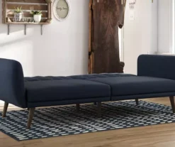 Brittany Navy Blue Linen Convertible Sleeper Futon -Furniture Sale Shop 810535269 3