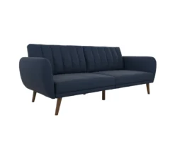 Brittany Navy Blue Linen Convertible Sleeper Futon -Furniture Sale Shop 810535269 4