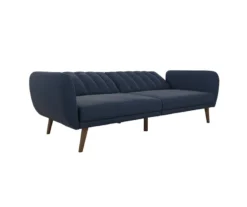 Brittany Navy Blue Linen Convertible Sleeper Futon -Furniture Sale Shop 810535269 5