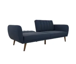 Brittany Navy Blue Linen Convertible Sleeper Futon -Furniture Sale Shop 810535269 6