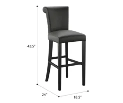 30" Black Faux Brushed Leather Bar Stools, 2-Pack -Furniture Sale Shop 810535738 2