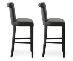 30" Black Faux Brushed Leather Bar Stools, 2-Pack -Furniture Sale Shop 810535738 5