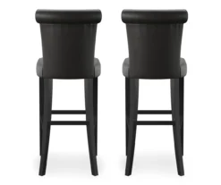 30" Black Faux Brushed Leather Bar Stools, 2-Pack -Furniture Sale Shop 810535738 8