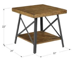 Pomona Pine Brown & Steel Gray 24" Wood Open-Shelf End Table -Furniture Sale Shop 810535748 2