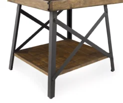 Pomona Pine Brown & Steel Gray 24" Wood Open-Shelf End Table -Furniture Sale Shop 810535748 4