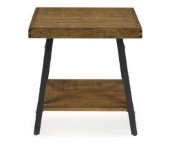 Pomona Pine Brown & Steel Gray 24" Wood Open-Shelf End Table -Furniture Sale Shop 810535748 5