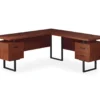 Cherry Wood Look 3-Drawer L-Shaped Corner Computer Desk -Furniture Sale Shop 810535779 2