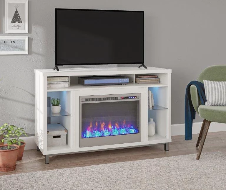 48" Intrepid White Electric Fireplace Console 5 48" Intrepid White Electric Fireplace Console - Image 3