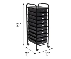 Black Metal 10-Drawer Rolling Storage Cart -Furniture Sale Shop 810539916 5