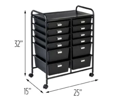 Black Metal 12-Drawer Rolling Storage Cart -Furniture Sale Shop 810539917 5