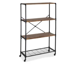 Rustic Black 4-Tier Industrial Rolling Bookshelf -Furniture Sale Shop 810539937 4