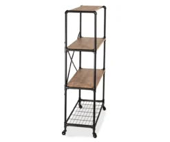 Rustic Black 4-Tier Industrial Rolling Bookshelf -Furniture Sale Shop 810539937 5