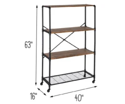 Rustic Black 4-Tier Industrial Rolling Bookshelf -Furniture Sale Shop 810539937 6
