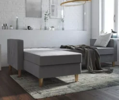 CosmoLiving Liberty Gray Chenille Sectional Storage Futon -Furniture Sale Shop 810541025 3