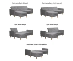 CosmoLiving Liberty Gray Chenille Sectional Storage Futon -Furniture Sale Shop 810541025 6