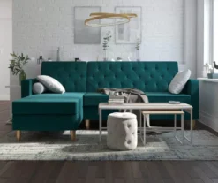 CosmoLiving Liberty Green Velvet Sectional Storage Futon -Furniture Sale Shop 810541026 4