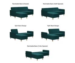 CosmoLiving Liberty Green Velvet Sectional Storage Futon -Furniture Sale Shop 810541026 6