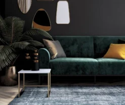 CosmoLiving Adley Teal Velvet Coil Convertible Sleeper Futon -Furniture Sale Shop 810541038 4