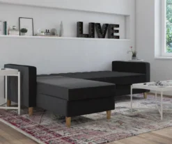 CosmoLiving Liberty Black Velvet Sectional Storage Futon 11 CosmoLiving Liberty Black Velvet Sectional Storage Futon -Furniture Sale Shop 810541040 3