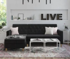 CosmoLiving Liberty Black Velvet Sectional Storage Futon 12 CosmoLiving Liberty Black Velvet Sectional Storage Futon -Furniture Sale Shop 810541040 4