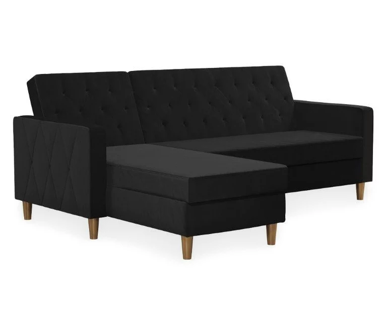 CosmoLiving Liberty Black Velvet Sectional Storage Futon 3 CosmoLiving Liberty Black Velvet Sectional Storage Futon