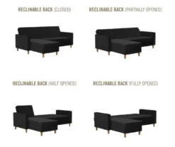 CosmoLiving Liberty Black Velvet Sectional Storage Futon 13 CosmoLiving Liberty Black Velvet Sectional Storage Futon -Furniture Sale Shop 810541040 6