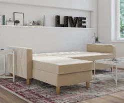 CosmoLiving Liberty Ivory Velvet Sectional Storage Futon -Furniture Sale Shop 810541041 3