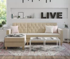 CosmoLiving Liberty Ivory Velvet Sectional Storage Futon -Furniture Sale Shop 810541041 4