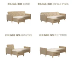 CosmoLiving Liberty Ivory Velvet Sectional Storage Futon -Furniture Sale Shop 810541041 6