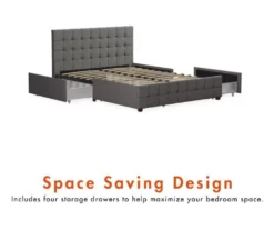 CosmoLiving Elizabeth Gray Linen Storage Bed -Furniture Sale Shop 810541043 5