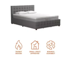 CosmoLiving Elizabeth Gray Linen Storage Bed -Furniture Sale Shop 810541043 6