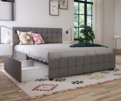 CosmoLiving Elizabeth Gray Linen Storage Bed -Furniture Sale Shop 810541044 1