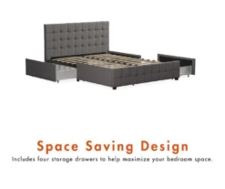 CosmoLiving Elizabeth Gray Linen Storage Bed -Furniture Sale Shop 810541044 5