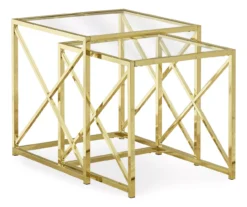Monarch Glass & Metal 2-Piece Nesting Table Set