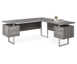 Monarch Metal 3-Drawer L-Shaped Computer Desk -Furniture Sale Shop 810542416 2