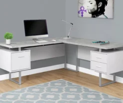 Monarch Metal 3-Drawer L-Shaped Computer Desk -Furniture Sale Shop 810542417 1