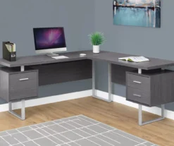 Monarch Metal 3-Drawer L-Shaped Computer Desk -Furniture Sale Shop 810542428 1