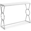 Glossy White Chrome Circle Leg Accent Table -Furniture Sale Shop 810542467 2