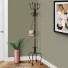 Black 8-Hook Traditional Hammered Metal Coat Rack