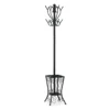 Black Metal 8-Hook Coat Rack With Umbrella Holder