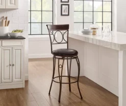 Memphis Black Metal & Brown Faux Leather Circle Back Bar Stool 15 Memphis Black Metal & Brown Faux Leather Circle Back Bar Stool -Furniture Sale Shop 810543052 A0 9