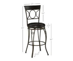 Memphis Black Metal & Brown Faux Leather Circle Back Bar Stool 23 Memphis Black Metal & Brown Faux Leather Circle Back Bar Stool -Furniture Sale Shop 810543052 D8 11