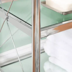 Hawkins Chrome & Glass 3-Shelf Console Table 9 Hawkins Chrome & Glass 3-Shelf Console Table -Furniture Sale Shop 810543095 3