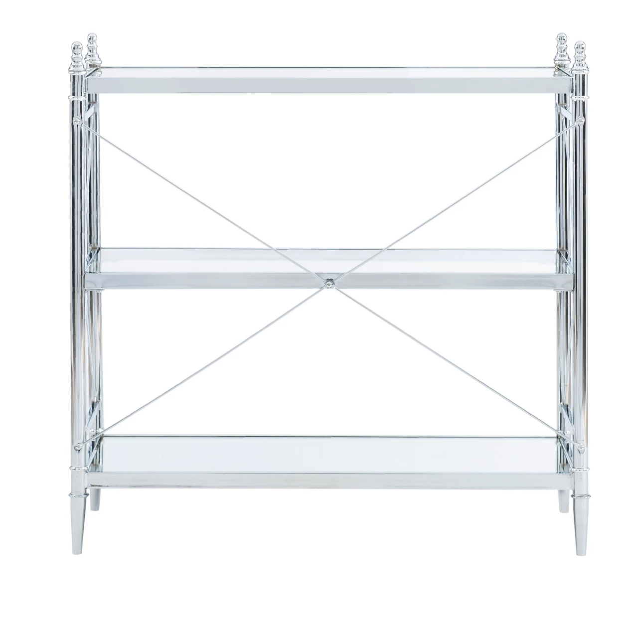 Hawkins Chrome & Glass 3-Shelf Console Table 6 Hawkins Chrome & Glass 3-Shelf Console Table - Image 4