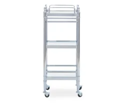 Hawkins Chrome & Glass 3-Shelf Rolling Cart 8 Hawkins Chrome & Glass 3-Shelf Rolling Cart -Furniture Sale Shop 810543096 4
